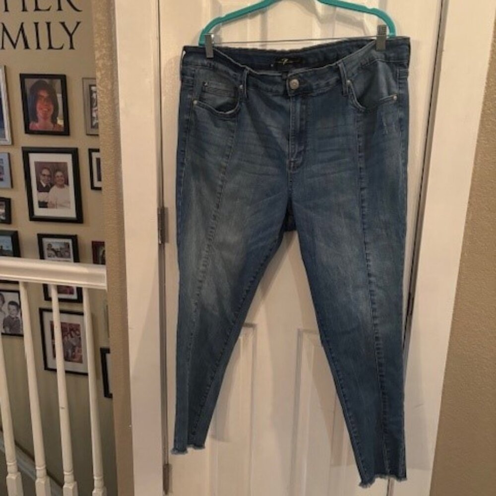 Lane Bryant "Seven7" Jeans, size 20 W.  Seam down front and frayed hem.
